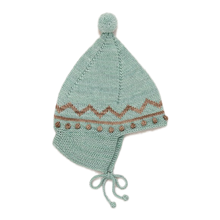 ◆키즈◆키즈 지그재그 포인트 피크 비니 세이지그린 K1222W25 315