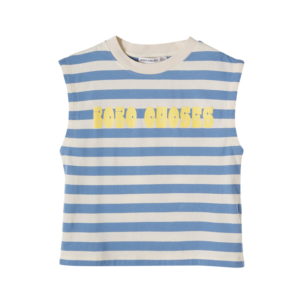 키즈 로고 프린트 모던 스트라이프 민소매 티셔츠 오프화이트 B126AC140 199