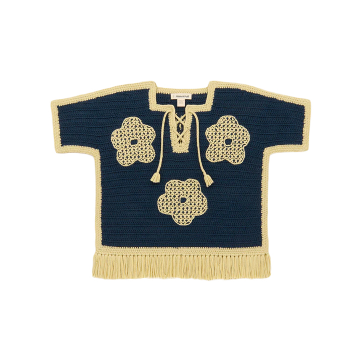 ◆키즈◆키즈 블로마 크로셰 프린지 판초 반팔니트 네이비 K1131F25 446