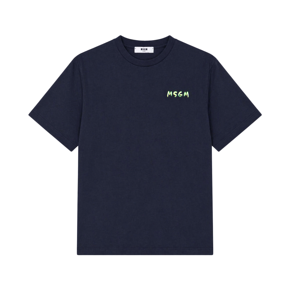 여성 스몰 로고 페인팅 반팔 티셔츠 다크블루 S6MSJUTH003 MS07