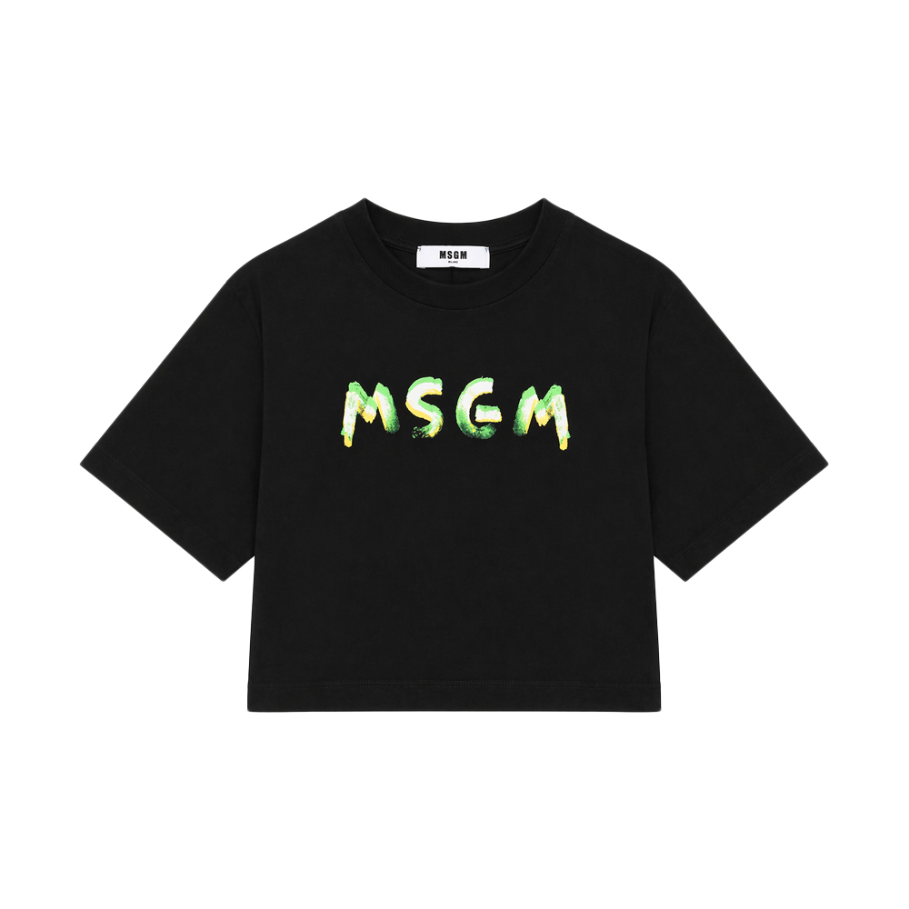 키즈 로고 페인팅 크롭 반팔 티셔츠 블랙 S6MSJGTH002 110