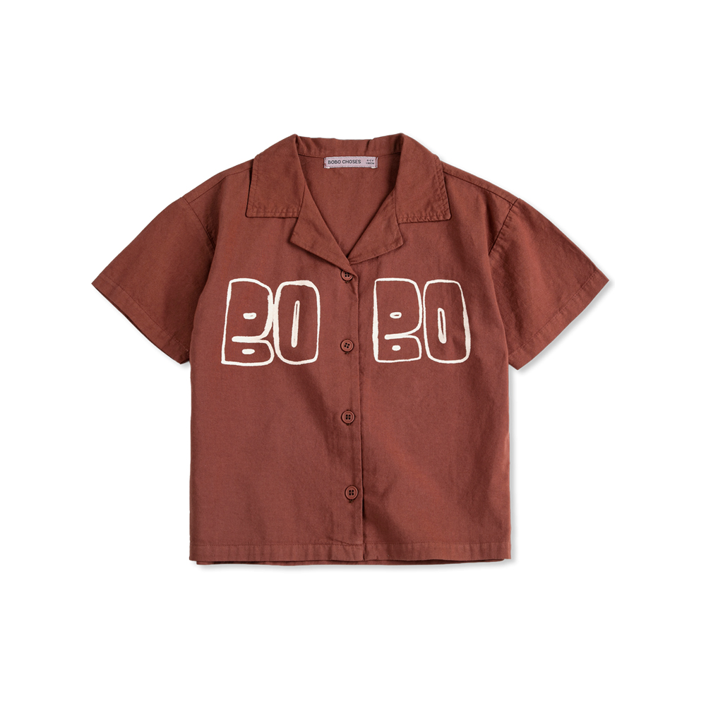 키즈 로고 우븐 셔츠 브라운 B126AC141 211