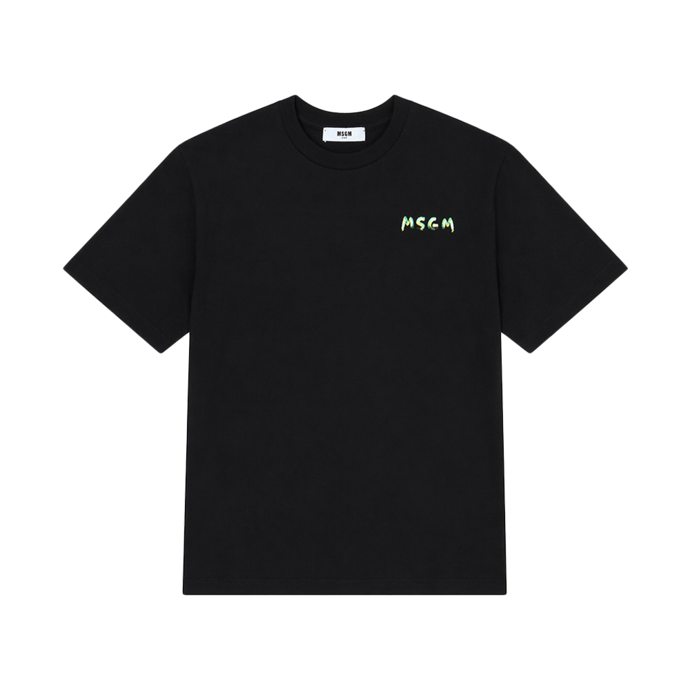 여성 스몰 로고 페인팅 반팔 티셔츠 블랙 S6MSJUTH003 110