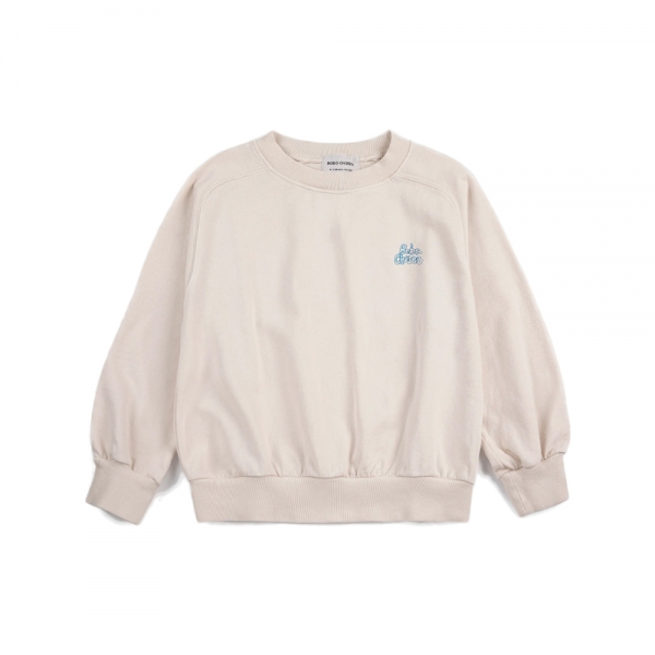 키즈 로고 바이 핸드 래글런 맨투맨 오프화이트 B126AC143 199