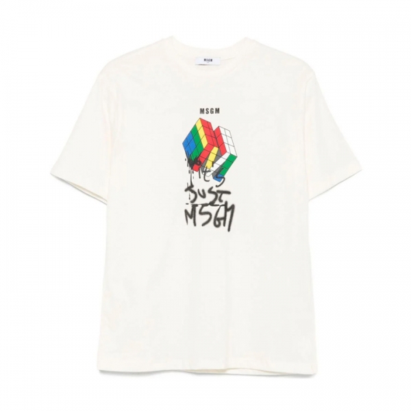 ◆키즈◆25FW 키즈 큐브 로고 티셔츠 아이보리 F5MSJBTH302 013