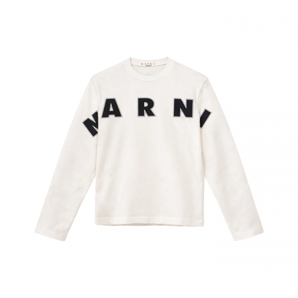 ◆키즈◆여성 와이드 자수 로고 롱슬리브 티셔츠 화이트 M01263 M00RF 0M114