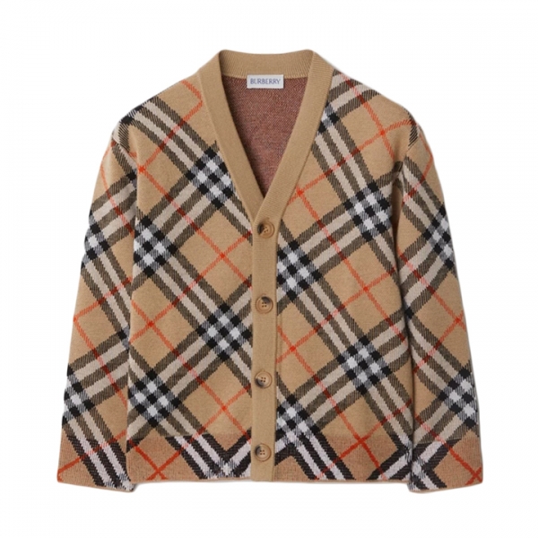 ◆키즈◆25FW 키즈 빈티지 체크 브이넥 울 가디건 샌드 8104300