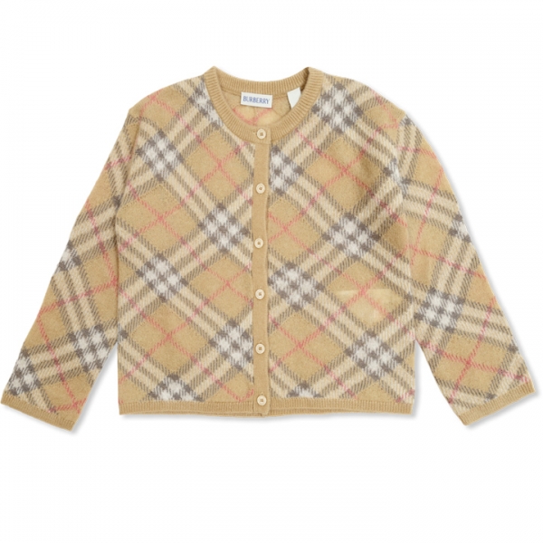 ◆키즈◆25SS 키즈 빈티지 체크 알파카 믹스 가디건 페일스톤 8100092