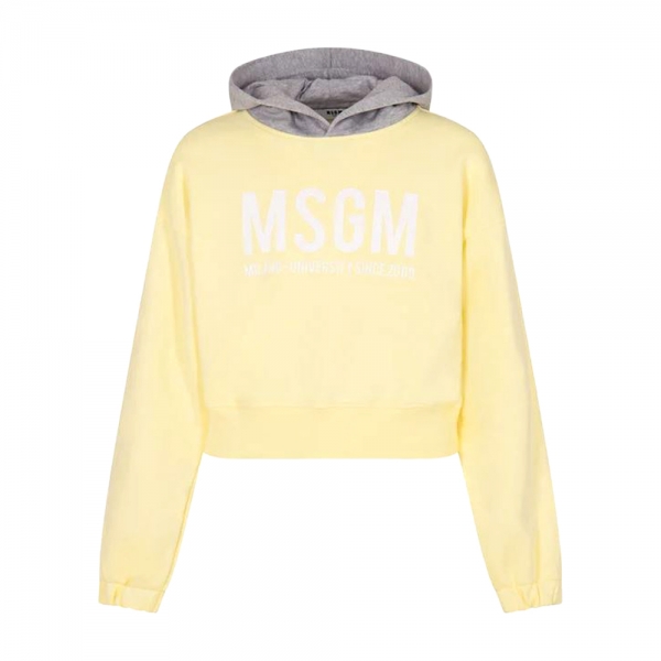 여성 로고 프린팅 투톤 크롭 후드티 레몬에이드/그레이 S6MSJGHS025 MS078