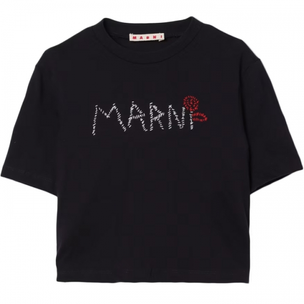 ◆키즈◆25SS 키즈 플로럴 자수 로고 티셔츠 네이비 M01444 M00V4 0M803