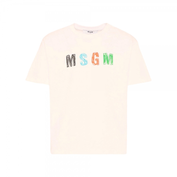 키즈 드로잉 로고 반팔 티셔츠 크림 S6MSJBTH232 013