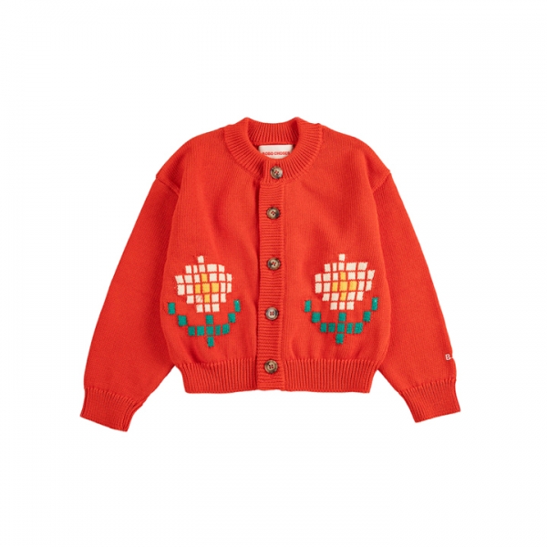 ◆키즈◆키즈 픽셀 데이지 가디건 레드 B126AC113 611
