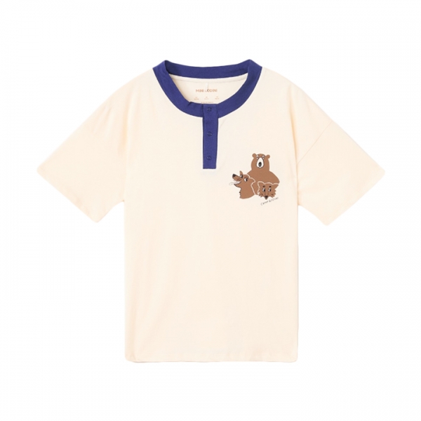 ◆키즈◆25SS 키즈 애니멀 프린팅 헨리넥 티셔츠 아이보리/네이비 25620102 11