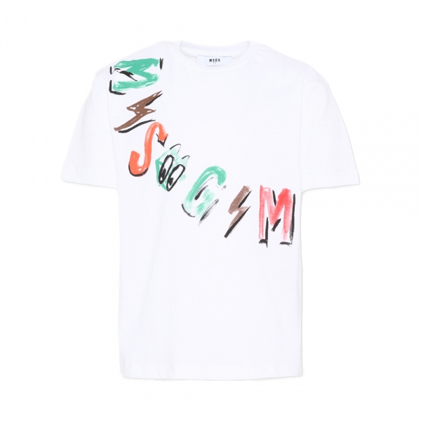 키즈 크로스 로고 반팔 티셔츠 화이트 S6MSJBTH239 001