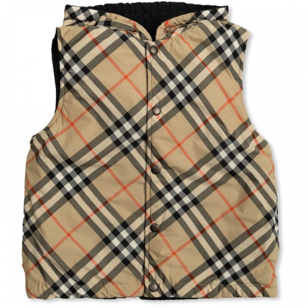 ◆키즈◆25SS 여성 리버시블 체크 패딩조끼 베이지/블랙 8100434