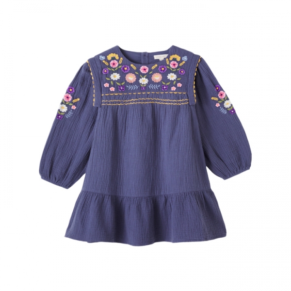 ◆키즈◆키즈 이사티스 에스닉 자수 원피스 미드나잇 25F_S0011 MIDNI