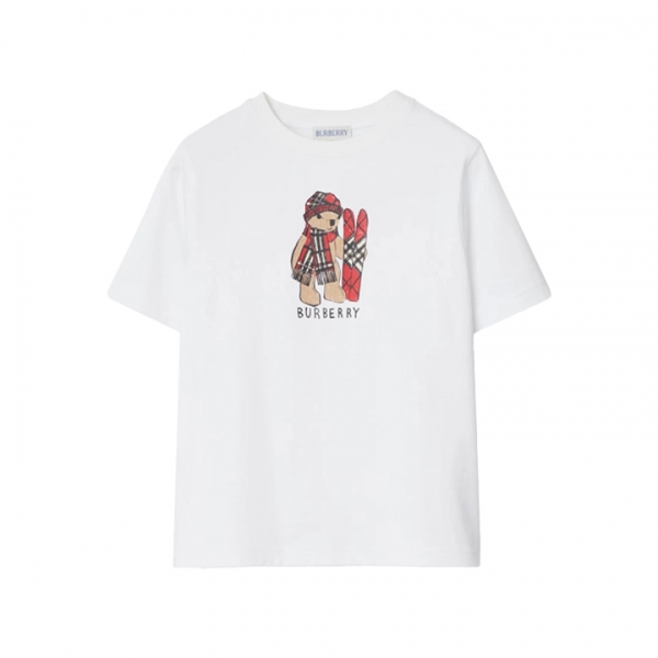 ◆키즈◆여성 스키 베어 반팔 티셔츠 화이트 8117542