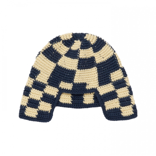◆키즈◆키즈 체커보드 크로셰 로버 모자 네이비 K1174F25 446