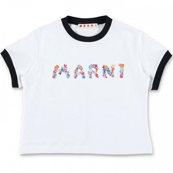 ◆키즈◆25SS 여성 플로럴 프린트 로고 티셔츠 화이트 M01428 M00HZ 0M100