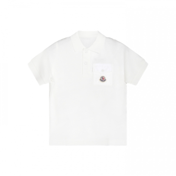 ◆키즈◆키즈 MANICHE CORTE 로고 패치 포켓 폴로 티셔츠 화이트 8A000 06 89ALK 034