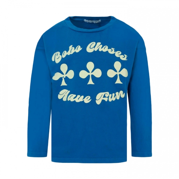 ◆키즈◆25FW 키즈 클로버 프린트 롱슬리브 티셔츠 블루 B225AC008 421