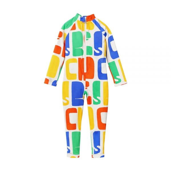 키즈 로고 블럭 컬러 올오버 스윔수트 오버롤 오프화이트 B126AC153 199