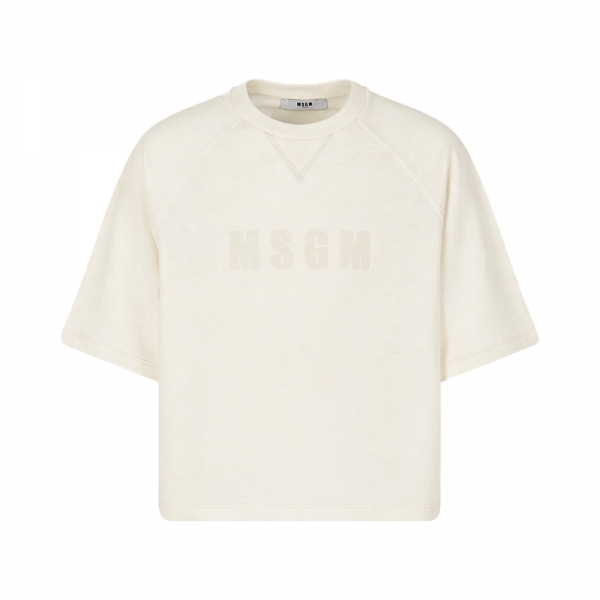 키즈 로고 프린팅 래글런 반팔 티셔츠 오프화이트 S6MSJGTH157 002