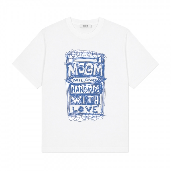 키즈 핸드드로잉 프린팅 반팔 티셔츠 화이트 S6MSJUTH135 001