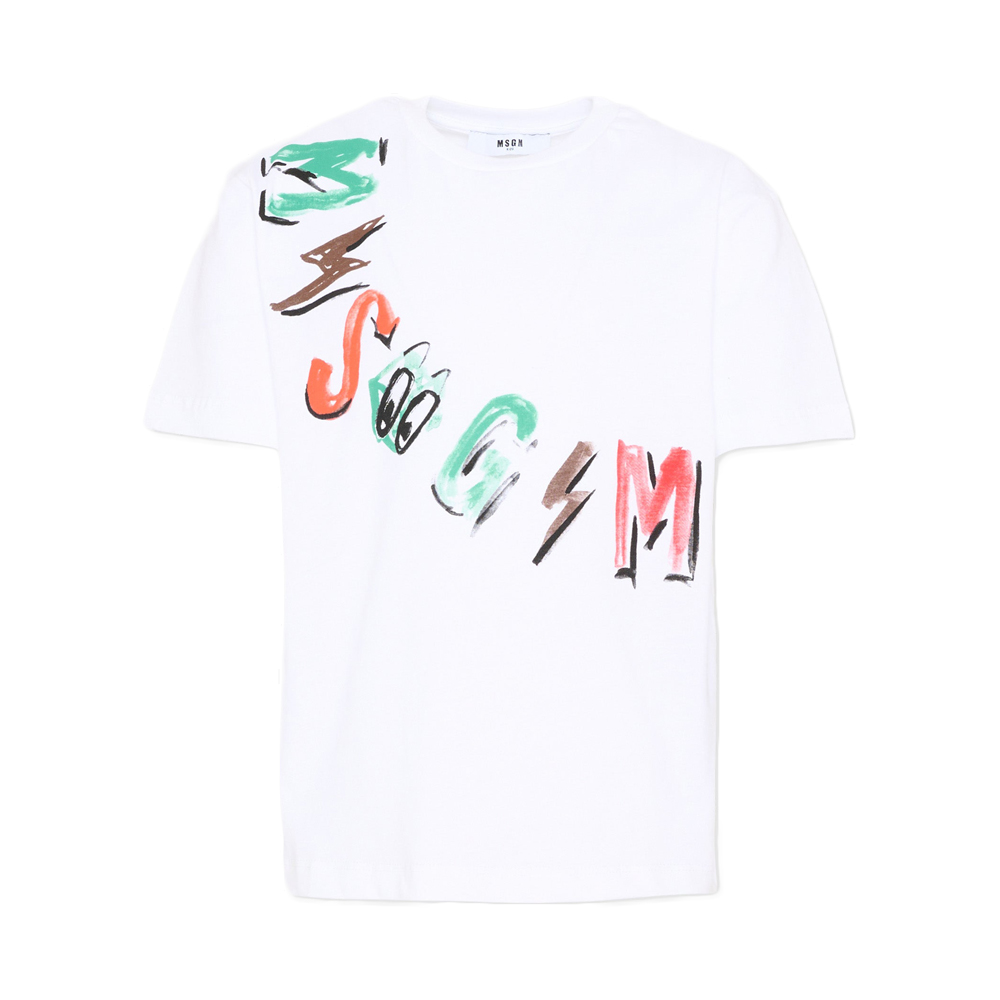 키즈 크로스 로고 반팔 티셔츠 화이트 S6MSJBTH239 001