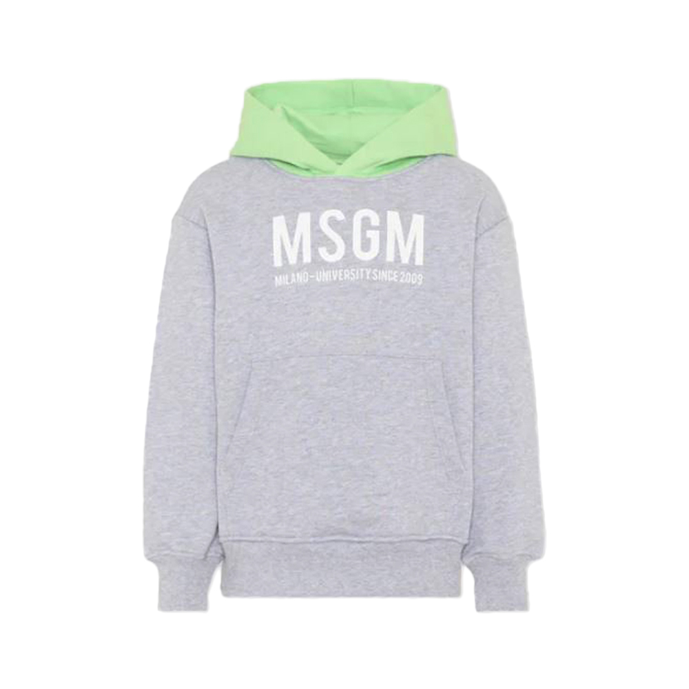 키즈 로고 프린팅 투톤 후드티 그레이/파라다이스 그린 S6MSJBHS050 27101