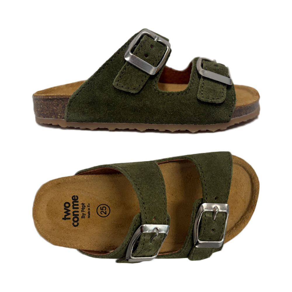 키즈 투콘미 막심 더블 버클 스웨이드 샌들 카키 BK25 SUEDE KHAKI