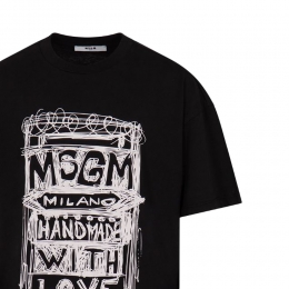 키즈 핸드드로잉 프린팅 반팔 티셔츠 블랙 S6MSJUTH135 110