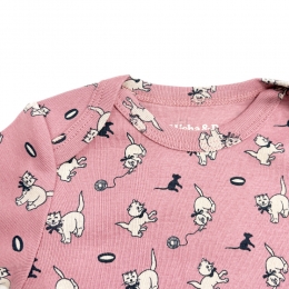 ◆키즈◆키즈 캣마우스 패턴 롱슬리브 랩 온지 바디슈트 앤틱로즈 B3132W25 0A1