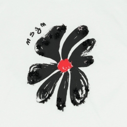 여성 플라워 자수 프린팅 반팔 티셔츠 화이트 S6MSJGTH080 001