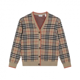 ◆키즈◆키즈 시그니처 체크 브이넥 가디건 샌드 8117179