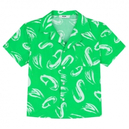 ◆키즈◆24SS 키즈 로고 패턴 숏슬리브 셔츠 그린 S4MSJBSI244 080