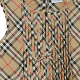 ◆키즈◆24SS 키즈 빈티지체크 핀턱 슬리브리스 원피스 베이지 8078406