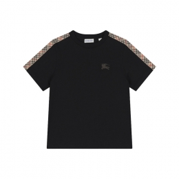 ◆키즈◆여성 체크 시더 반팔 티셔츠 블랙 8108033