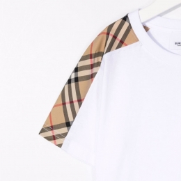 ◆키즈◆22SS 키즈 빈티지 체크 패널 패턴 티셔츠 화이트 8054142