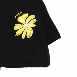 키즈 플라워 자수 박스 크롭 반팔 티셔츠 블랙 S6MSJGTH106 110