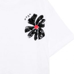 키즈 플라워 자수 박스 크롭 반팔 티셔츠 화이트 S6MSJGTH106 001