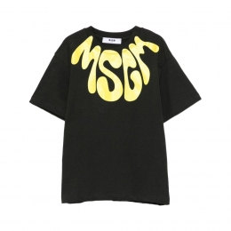 키즈 브러쉬 로고 프린팅 반팔 티셔츠 워시드블랙 S6MSJUTH222 MS040