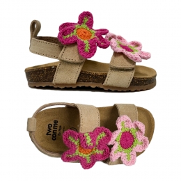 키즈 투콘미 플라워 패치 스웨이드 샌들 샌드 BK23FL SUEDE SABBIA