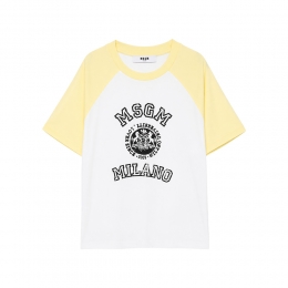 여성 프린팅 래글런 티셔츠 화이트/레몬에이드 S6MSJBTH060 00179