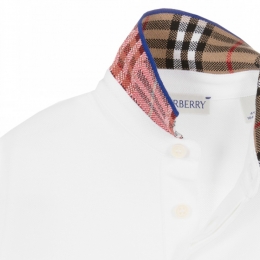 ◆키즈◆24SS 키즈 체크 카라 티셔츠 화이트 8073160