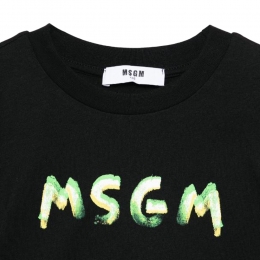 키즈 로고 페인팅 크롭 반팔 티셔츠 블랙 S6MSJGTH002 110