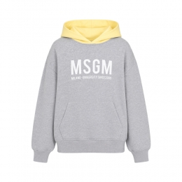 키즈 로고 프린팅 투톤 후드티 그레이/레몬에이드 S6MSJBHS050 27103