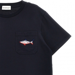 ◆키즈◆키즈 SQUALO 로고 패치 반팔 티셔츠 네이비 8C000 30 89AFV 778