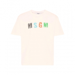 키즈 드로잉 로고 반팔 티셔츠 크림 S6MSJBTH232 013