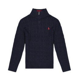 ◆키즈◆23FW 여성 포니 자수 케이블 반집업 니트 네이비 868894 005